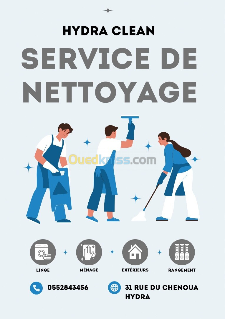 Entreprise de nettoyage , agent d’entretien, femme de ménage  hydra clean services