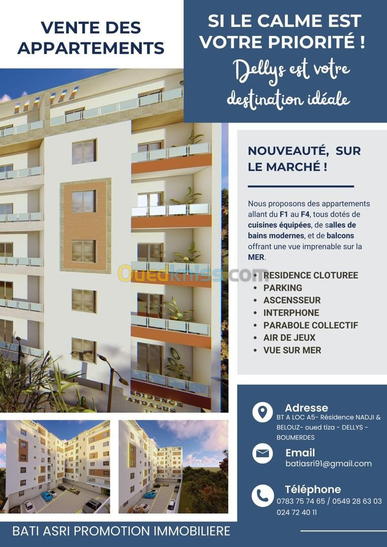 Vente Appartement F2 Boumerdès Dellys