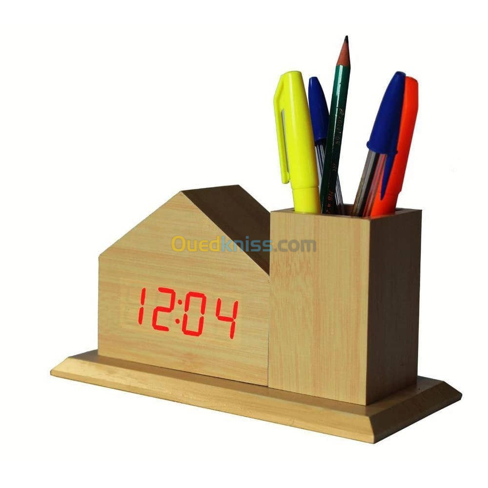 Digital Wooden Clock Sound Control VST-879 ساعة خشبية للمكتب