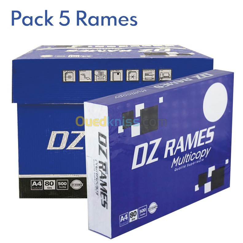 DZ RAMES (Bleu) A4 80g/m2, Rame de Papier Blanc