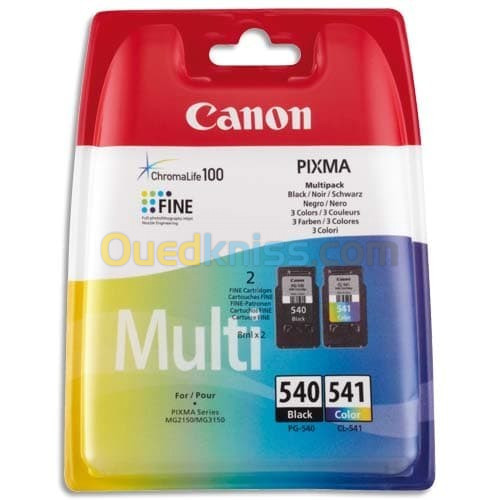 PACK 2 CARTOUCHES CANON NOIR+COULEUR PG540/CL541 