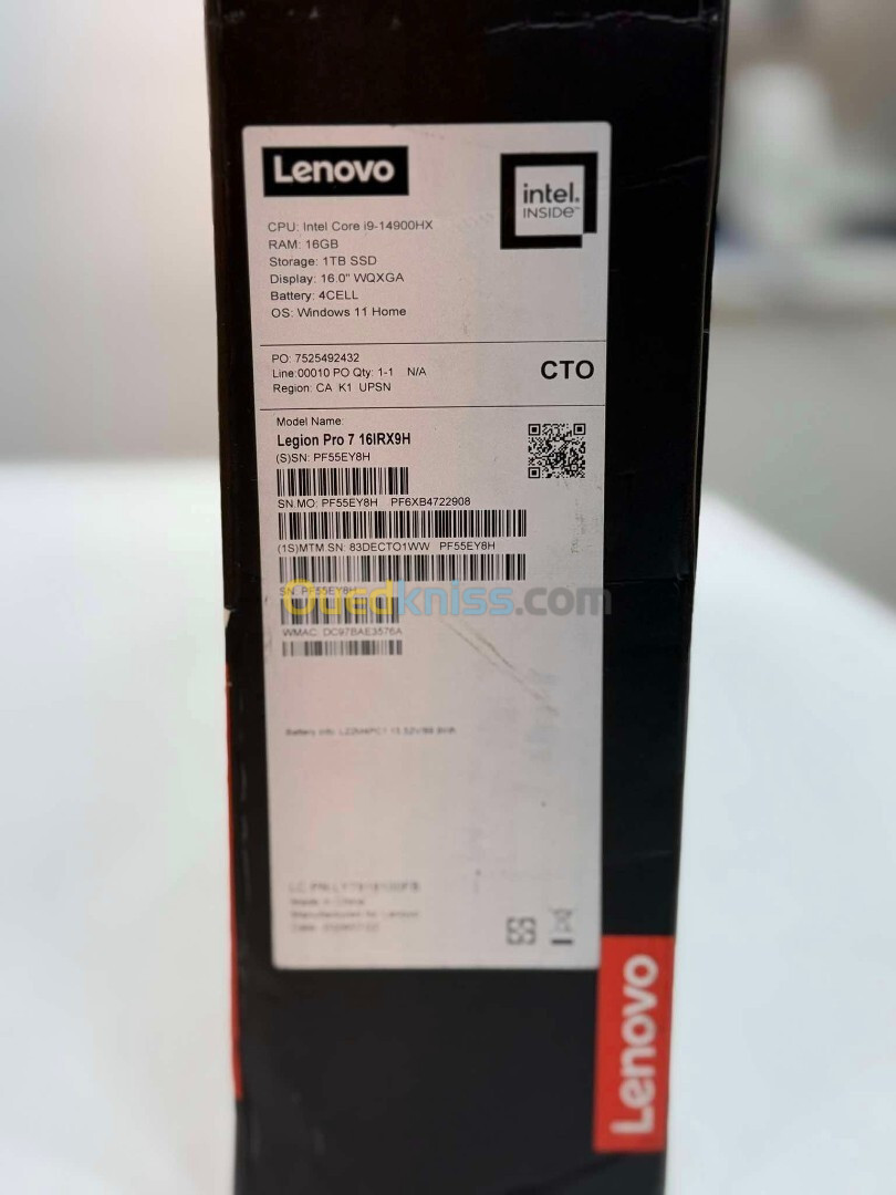 LENOVO LEGION PRO 7 GEN 9 i9 14900HX & RTX 4080 12GB RAM / 1TB SSD