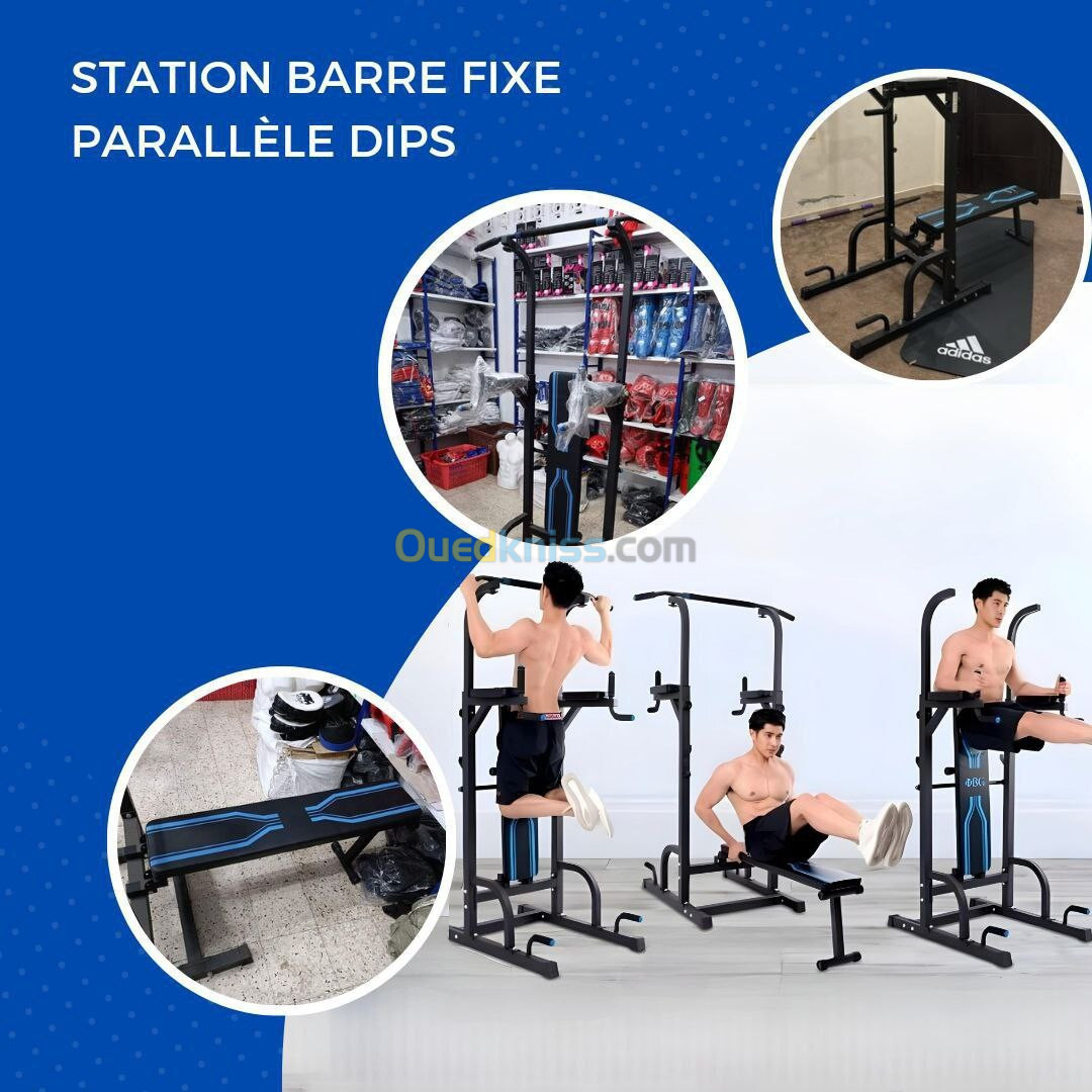 Station barre fixe parallèle dips avec Banc de musculation + support barre hauteur réglable m  