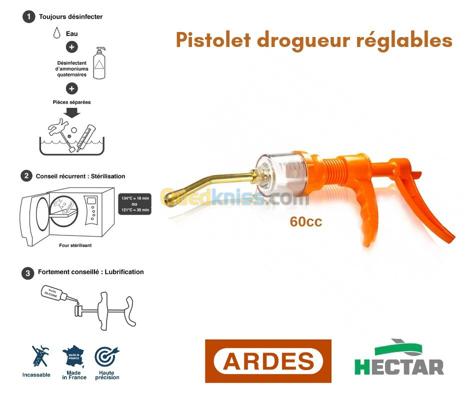 Pistolet drogueur réglable