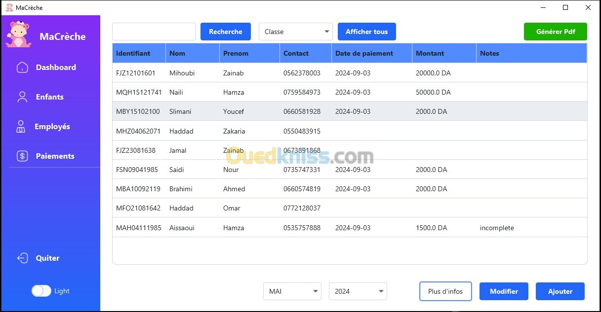 Logiciel de Gestion de Crèche