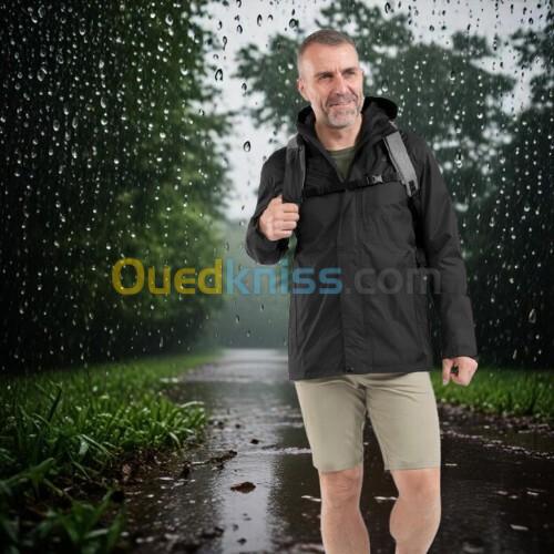 Veste imperméable de randonnée - NH500 coupe vent et pluie - Homme noir