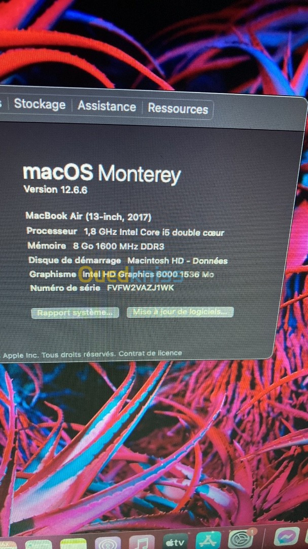 MacBook Air 2017 i5 128 ssd cycle 400