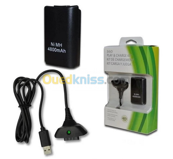 KIT BATTERIE XBOX 360 + CABLE USB CHARGE 