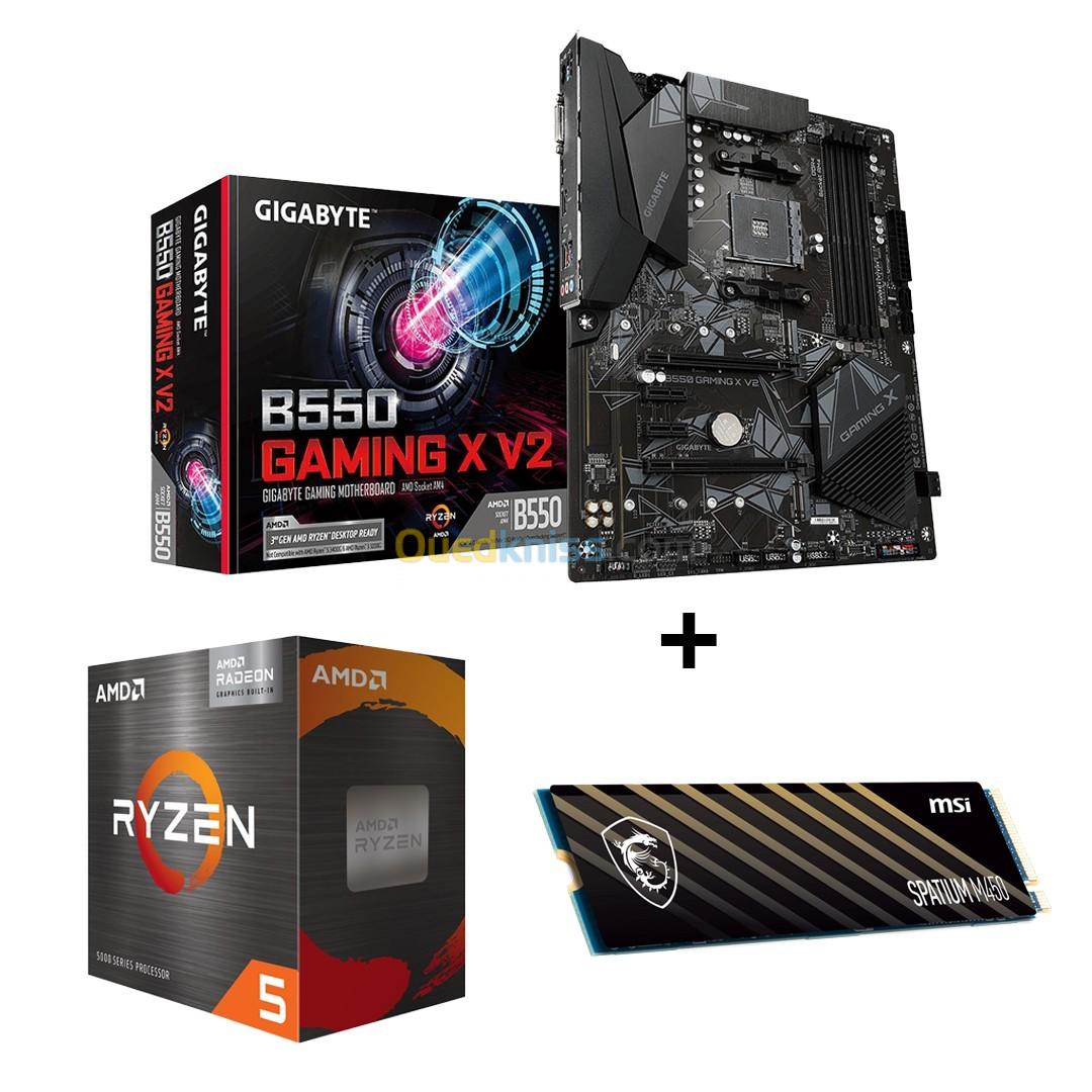 pack B550 GAMING X V2 GIGABYTE RYZEN 5 5600G MSI NVME 500GO SPATIUM M450