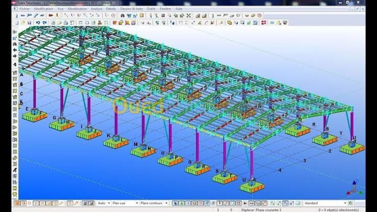 Etude charpente métallique hangar CAO tekla 