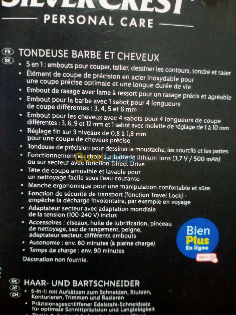 TONDEUSE BARBE ET CHEVEUX 5 EN 1