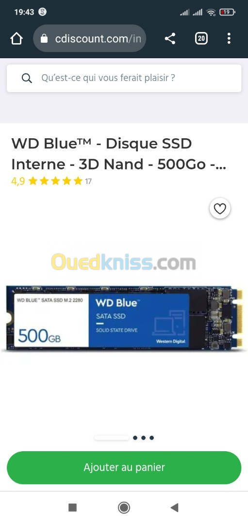 Disque dur SSD M.2 SATA 500 GB