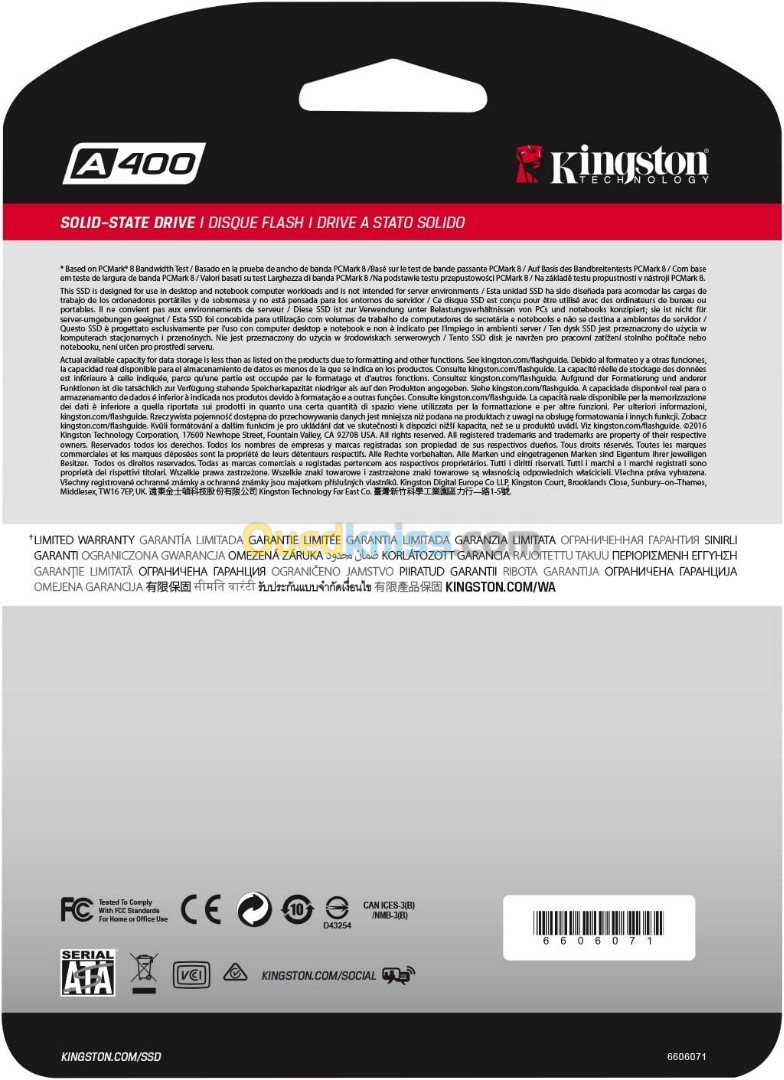 Kingston A400 SSD SSD Interne 2.5" SATA Rev 3.0, 480GB - SA400S37/480Go