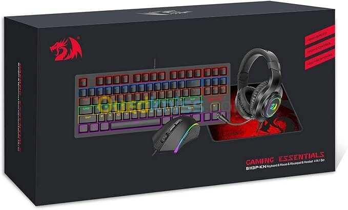 COMBO REDRAGON K552-BB-2 4EN1 ( CLAVIER + CASQUE + SOURIS + TAPIS )