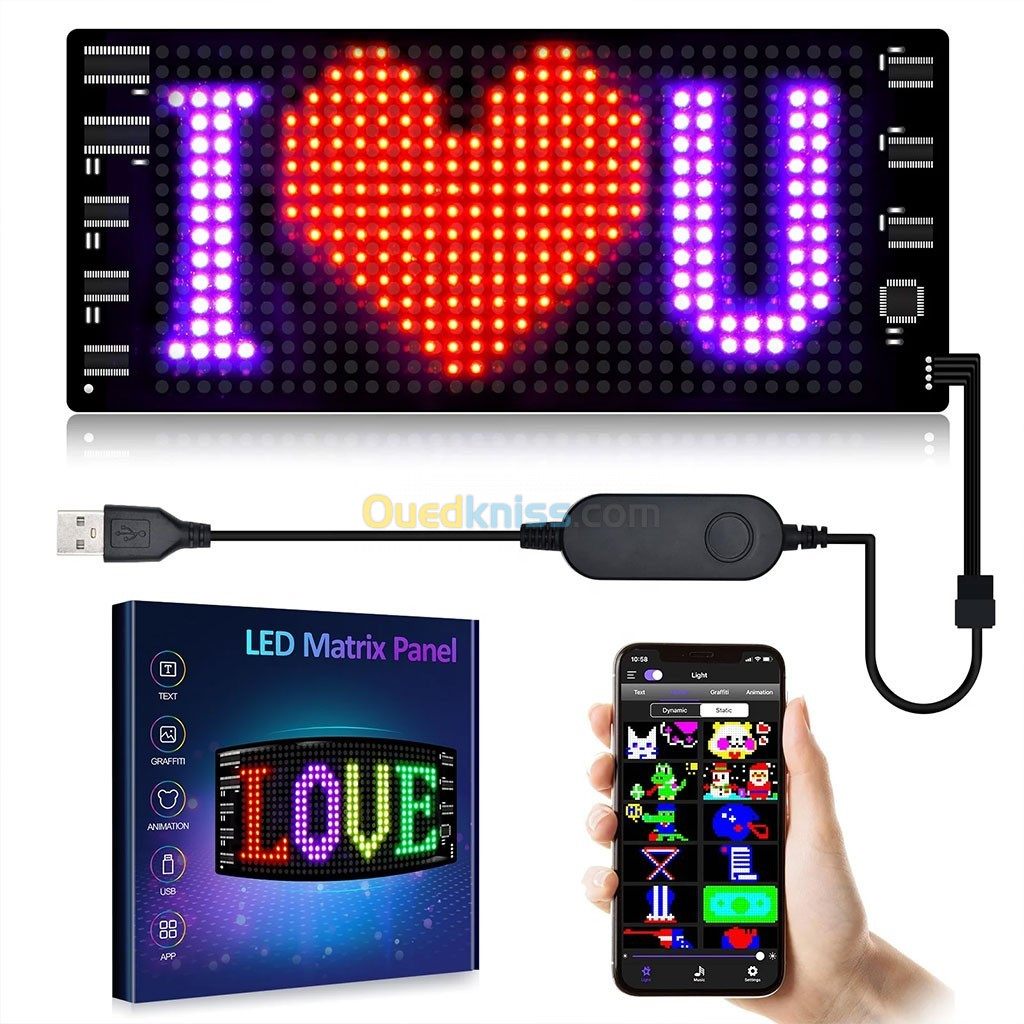 Panneau LED de voiture Programmable, motif de texte personnalisé, affichage d animation pour voiture