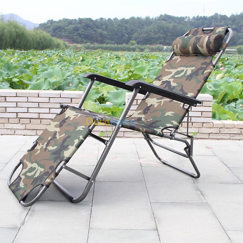  Chaise Longue Pliable et réglable, Portable et Durable Motif Camouflage