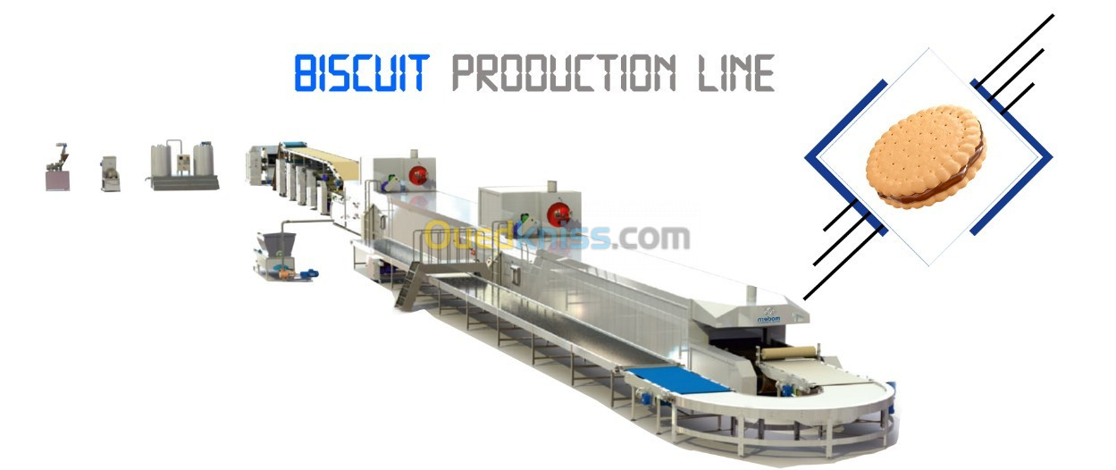 Usine de production de biscuit avec creme  خط انتاج البسكويت مع الكريمة                            