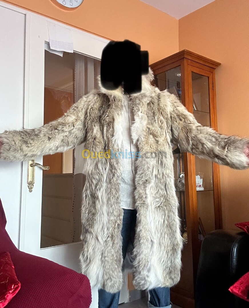 Manteau véritable peau de loup Afghanistan 