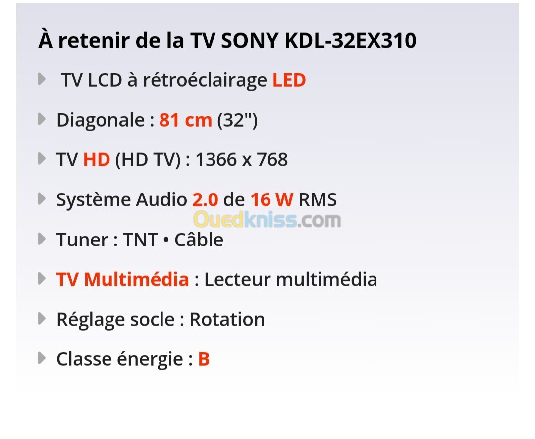 Télévision SONY 