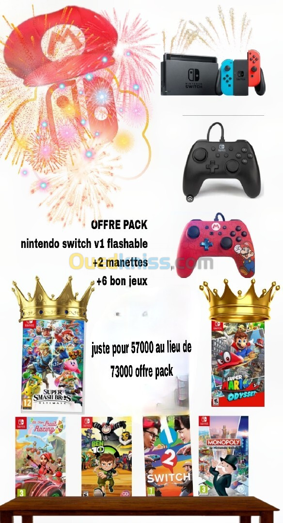 Nintendo Switch : pack manettes + jeux 