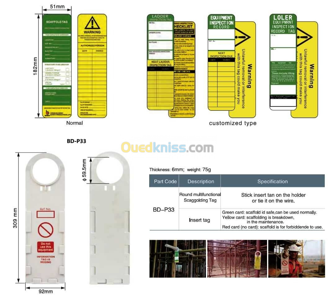 Scaffe tag holding , Gate Valve et Cadenas de consignation électrique