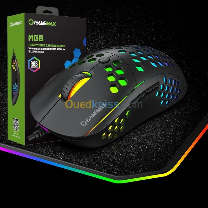 GameMax MG8 Souris Gaming avec coque en nid d abeille