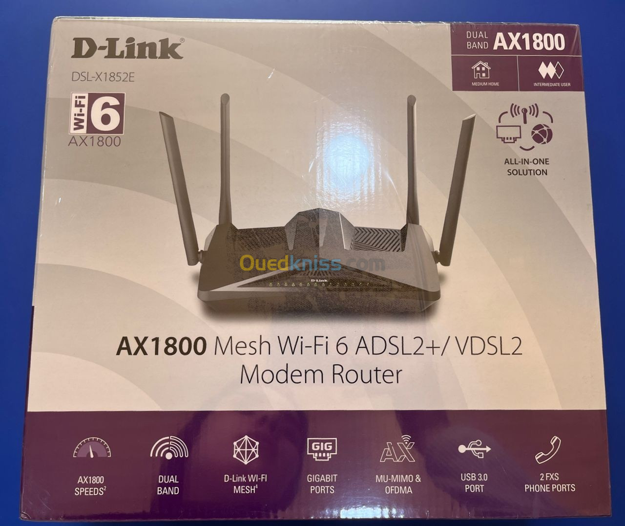 D-Link DSL-X1852E Modem Router Wi-Fi 6 AX1800 VDSL2/ADSL2+