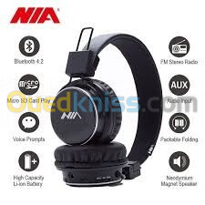 Nia Casque avec Mic 4in1 Bluetooth 5.0 & FM & Carte Mémoire & Entre Jack WH-260BT