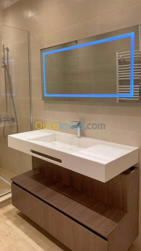 Meuble de salle de bain en corian sur mesure 