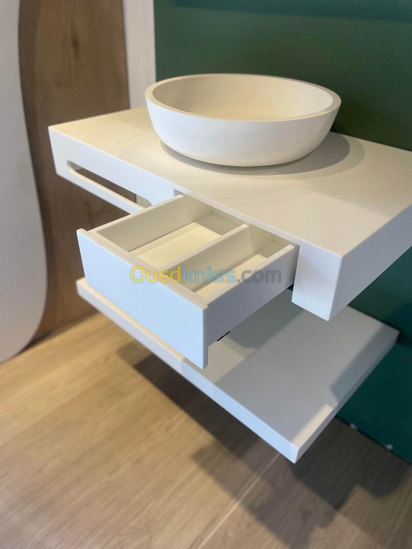 Vasque en solid surfaces `corian` sans vasque 