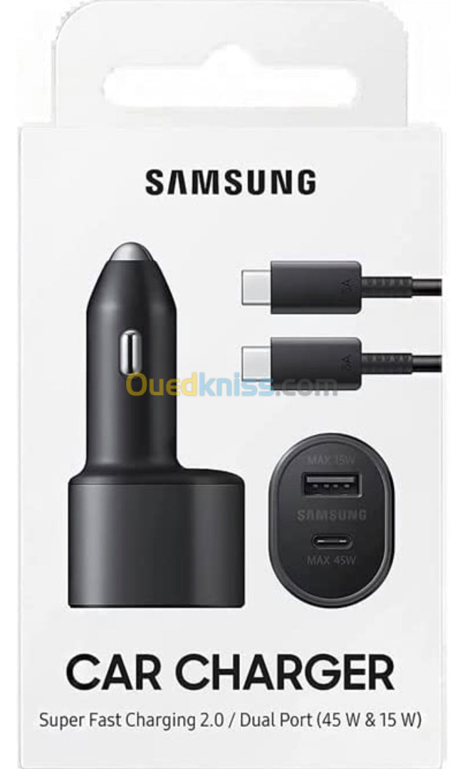 SAMSUNG Chargeur de voiture double super rapide (45 W + 15 W) 2 ports EP-L5300 Noir