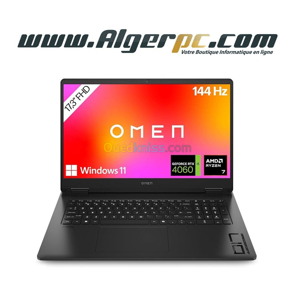 HP Omen 17 AMD Ryzen7-8845HS/16Go/SSD 1To/Ecran 17 IPS 144Hz/RTX 4060 8Go/Qwerty/Win11