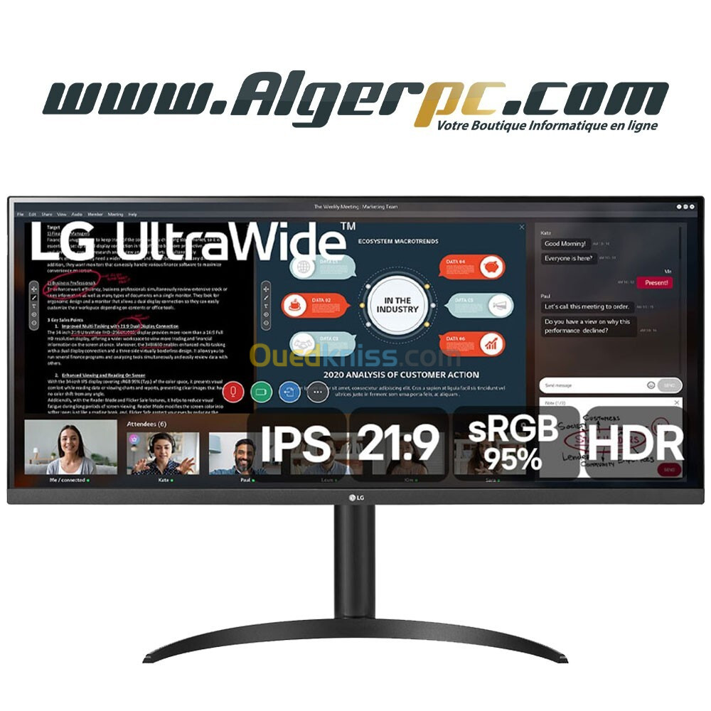 Ecran LG 34WP550-B 34 Pouces Ultrawide FHD/Dalle IPS/21:9/5Ms/75Hz/HDR10/HDMI