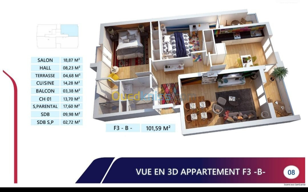 Vente Appartement F3 Oran Oran