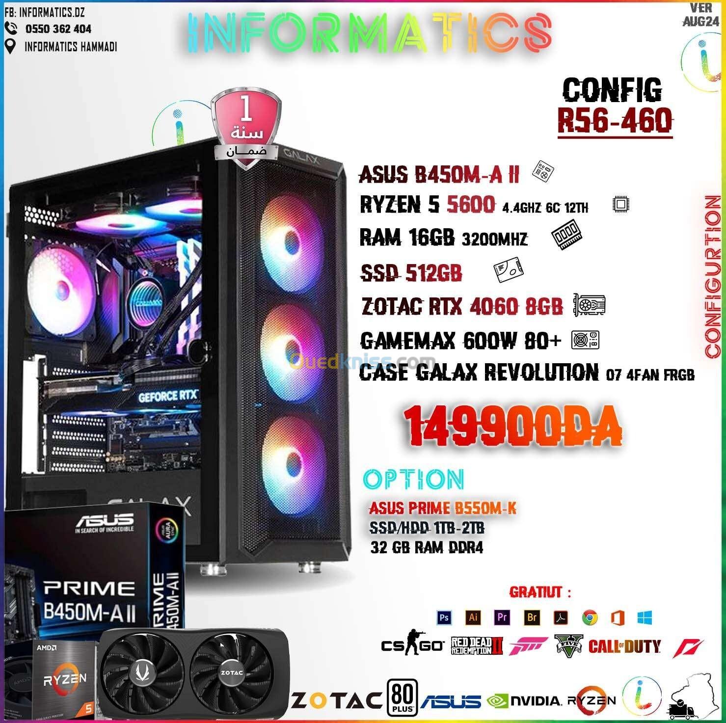 INFORMATICS CONFIG R56-460 ~ASUS B450M-A II~ZOTAC RTX 4060 08GB 