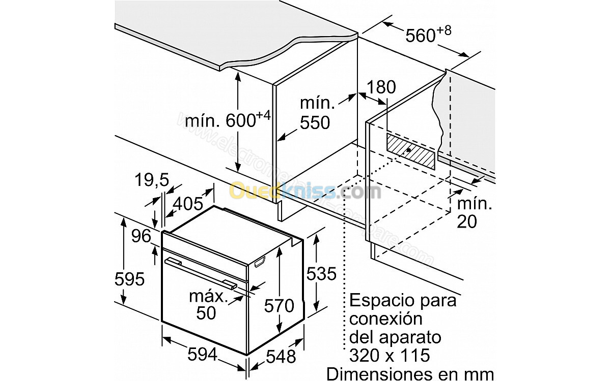 FOUR ENCASTRABLE BOSCH 60CM ÉLÉCTRIQUE VENTILÉ INOX 71L 