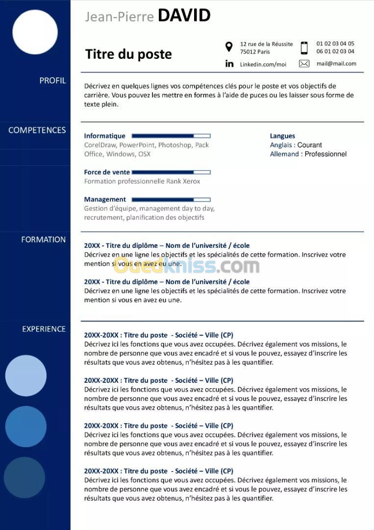 Création de CV Professionnel, Moderne et Agréable - 2 Langues (FRANCAIS, ANGLAIS)