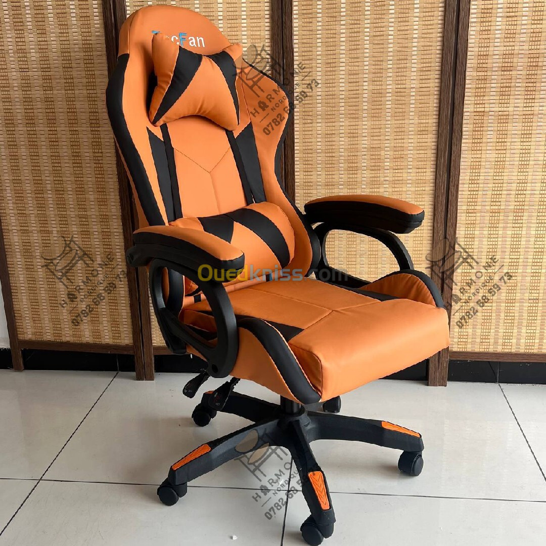 Chaise gaming rose et orange 