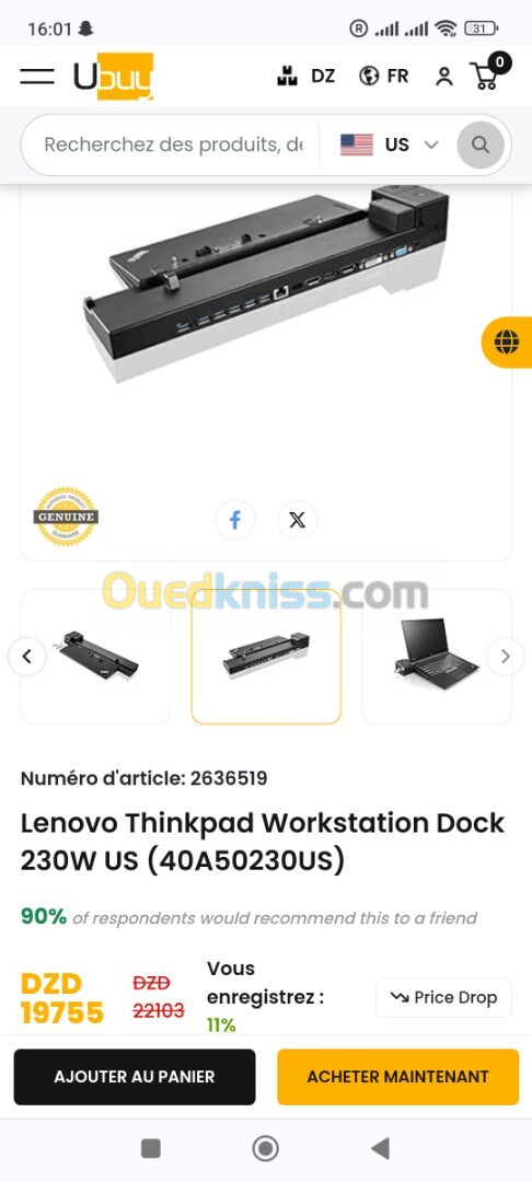 Lenovo thinkpad Docking Station LENOVO poste de travail 