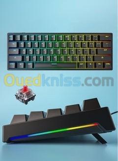 LEAVEN K620 Wired Mechanical Keyboard 61 Keys RGB Lights