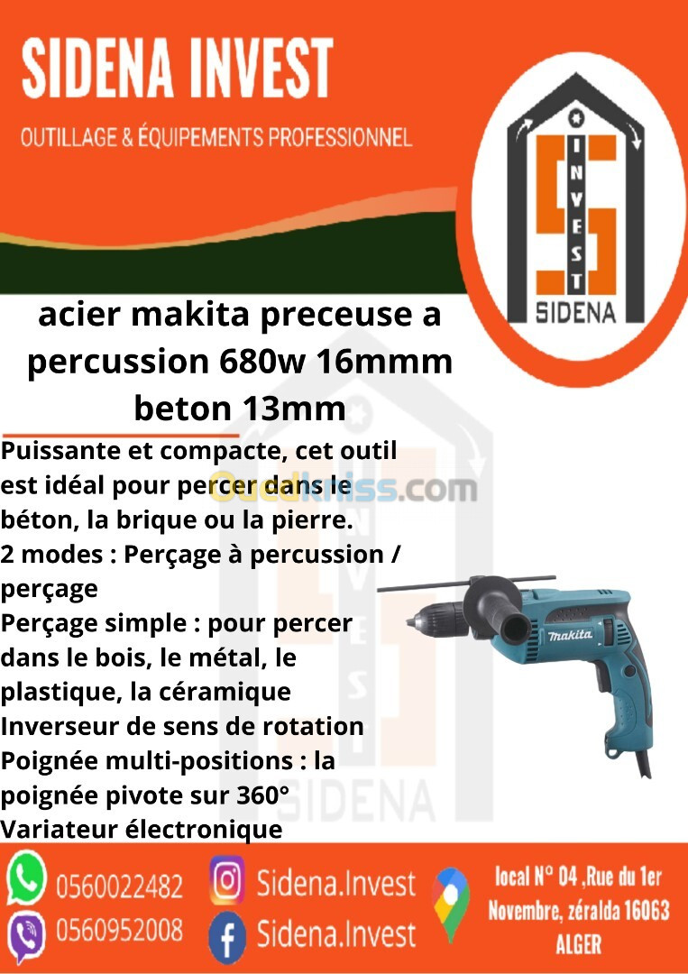 Perceuse à percussion 680 W 13 mm acier Makita