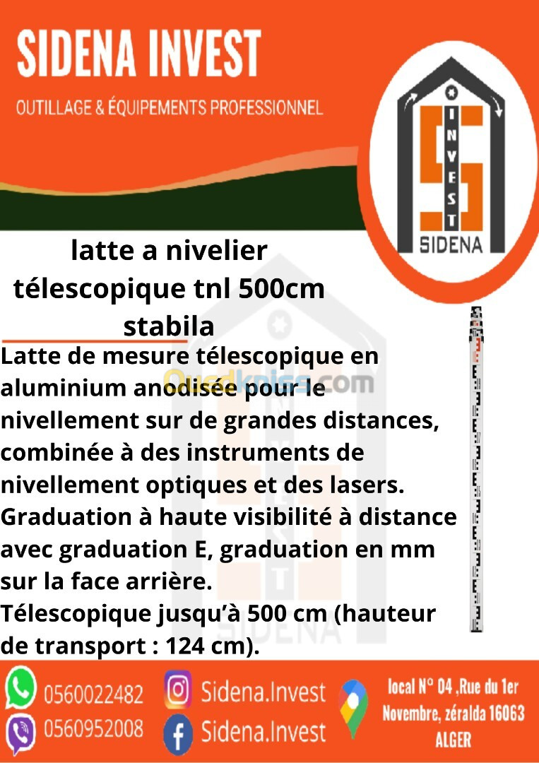 Latte à niveler télescopique STABILA TNL, 500 cm - 18170 