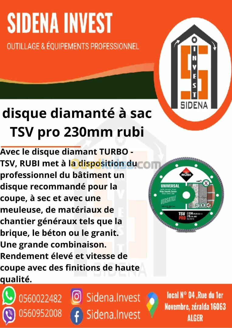 disque diamanté à sac TSV PRO 230 mm RUBI