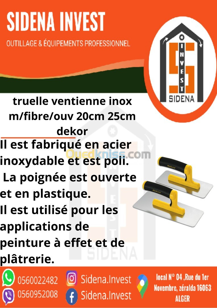 Truelle Venitienne Inox M/Fibre/Ouv 25 Cm DEKOR