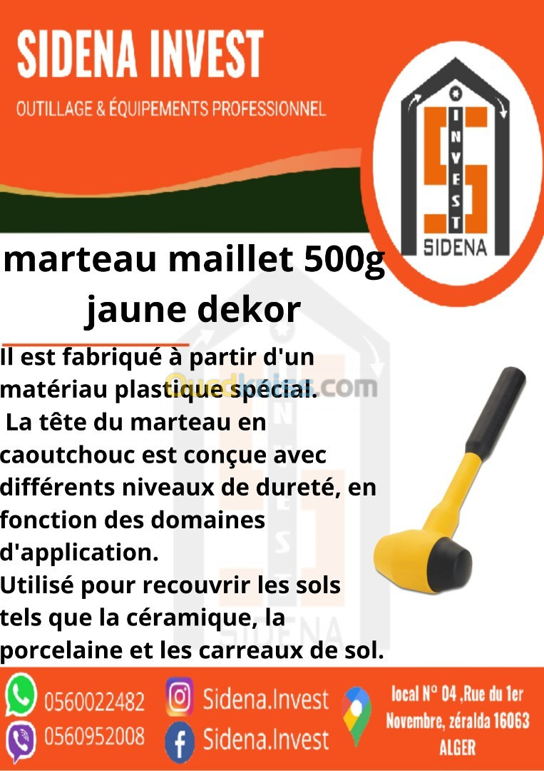 Marteau Maillet 500 G Jaune DEKOR