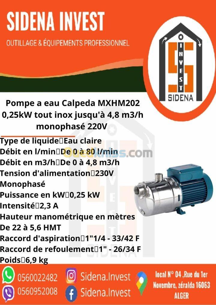 pompes multicellulaires horizontales monobloc en acier inoxidable MXHM 202 CALPEDA