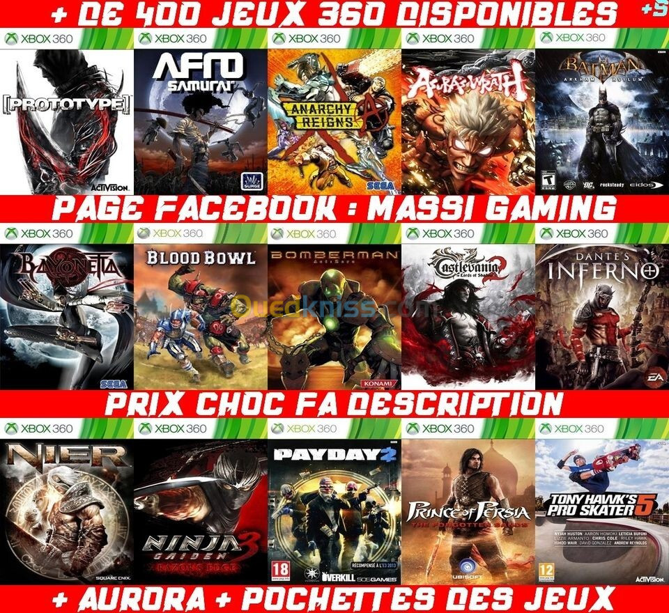 INSTALLATION JEUX XBOX 360 (PRIX CHOC FA DESCRIPTION) *