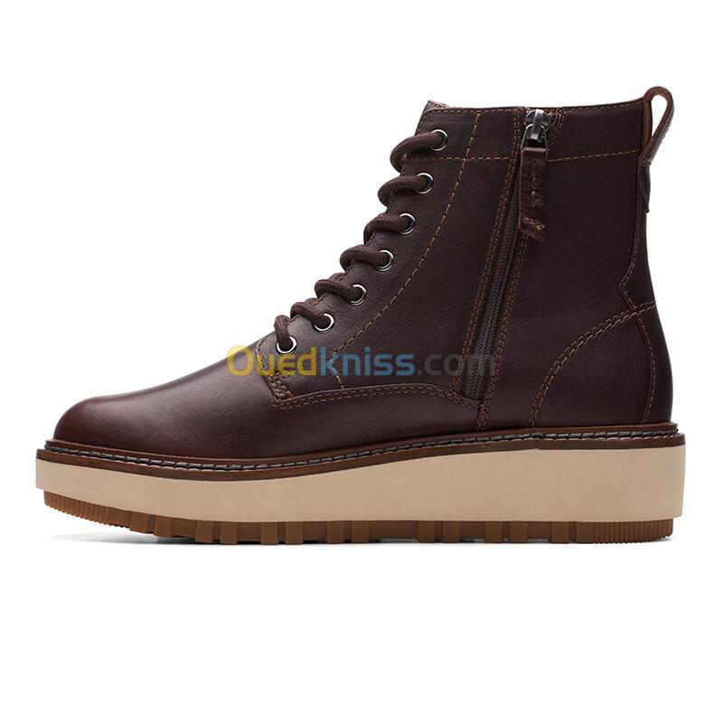 CLARKS OriannaW Lace Dark Brown Lea