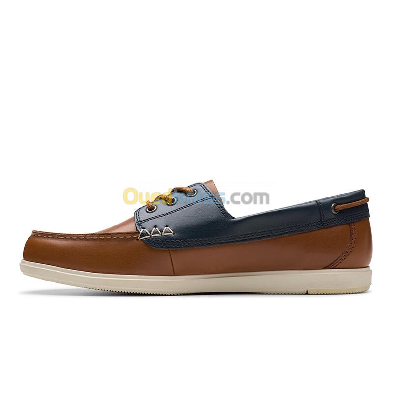 CLARKS Bratton Boat Dark Tan Combi