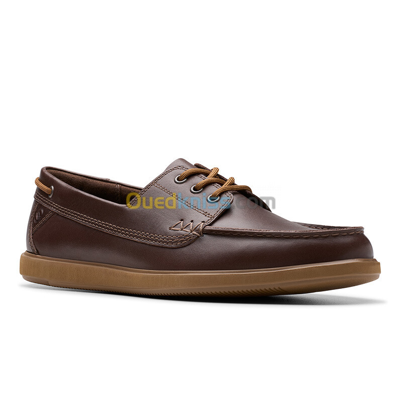 CLARKS Bratton Boat Dark Brown Lea